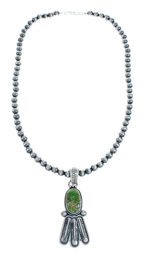 Navajo Turquoise Sterling Silver Old Pawn Bead Necklace NX11490